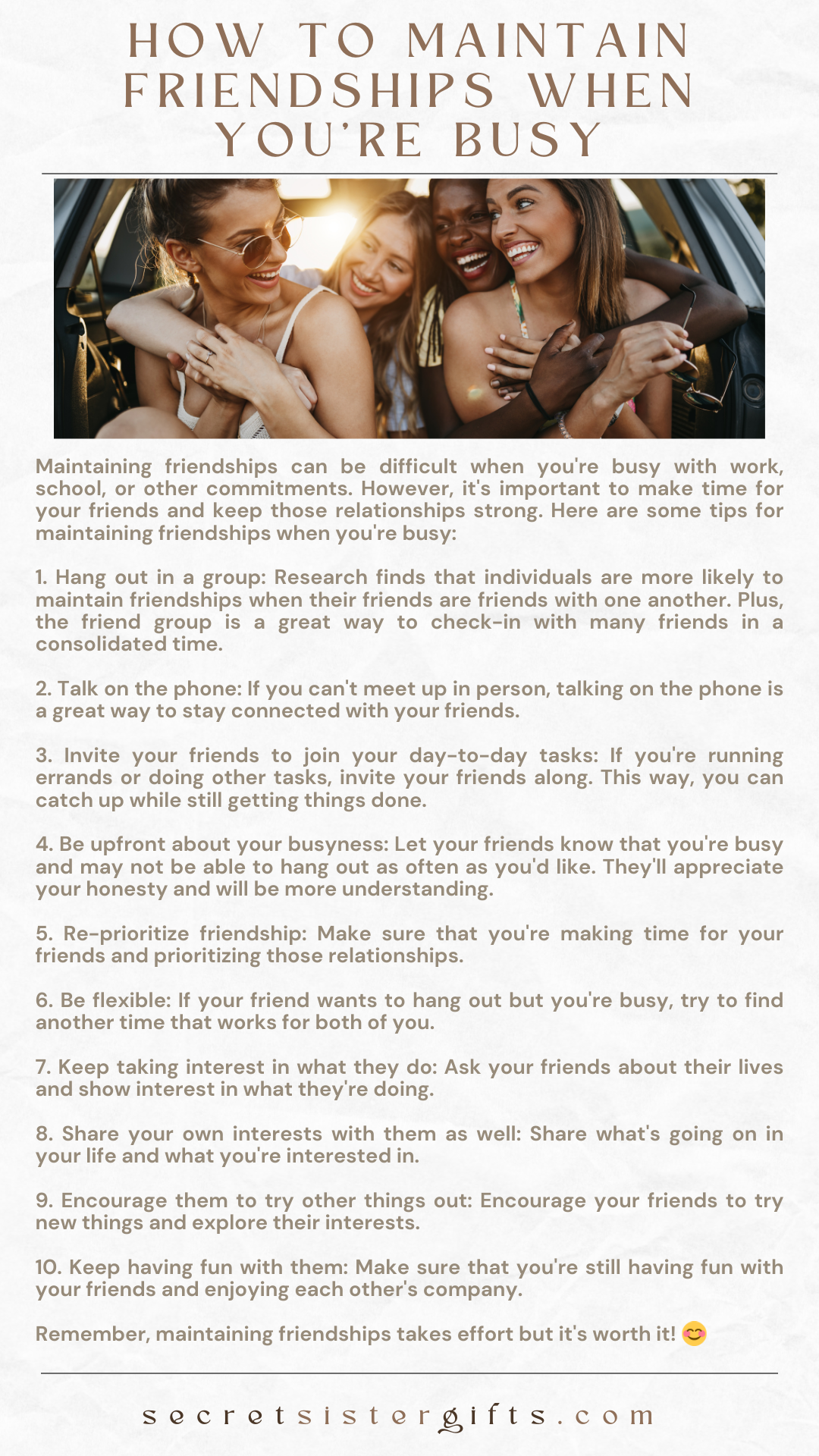 How to Maintain Friendships when You're Busy