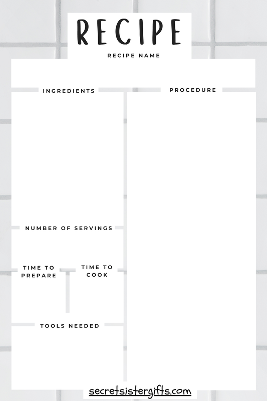 Free Printable Recipe Sheet