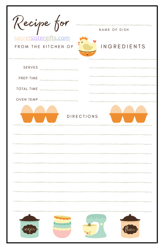 Women's Group Recipe Exchange Free Printable Recipe Card