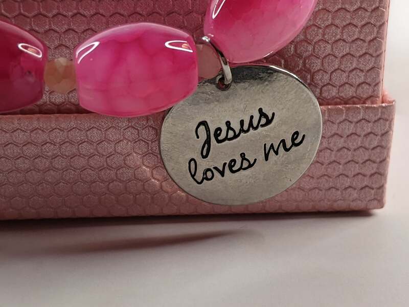 Pink Jesus Loves Me Bracelet
