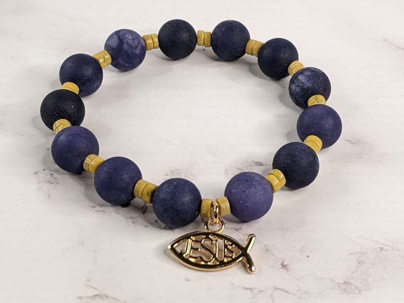 Jesus Fish Agate Stone Bracelet