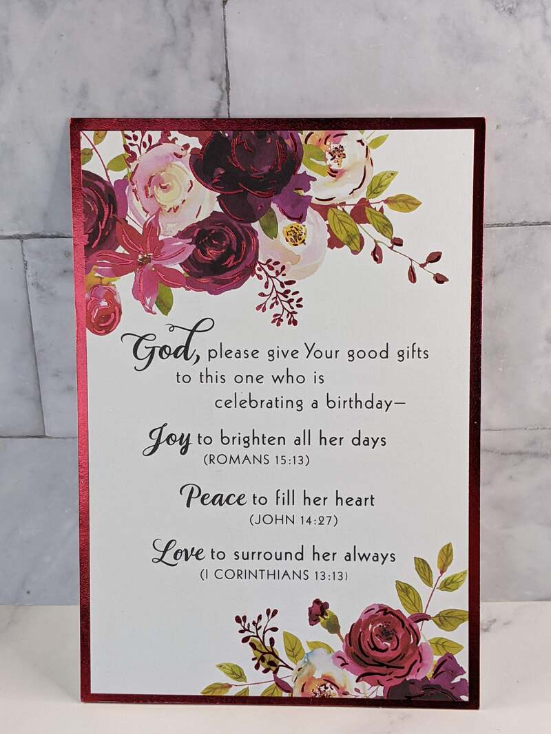 Joy Peace and Love Birthday Card