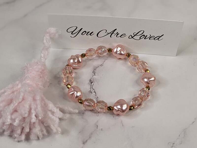 Pink Bracelet with You Are Loved Tag